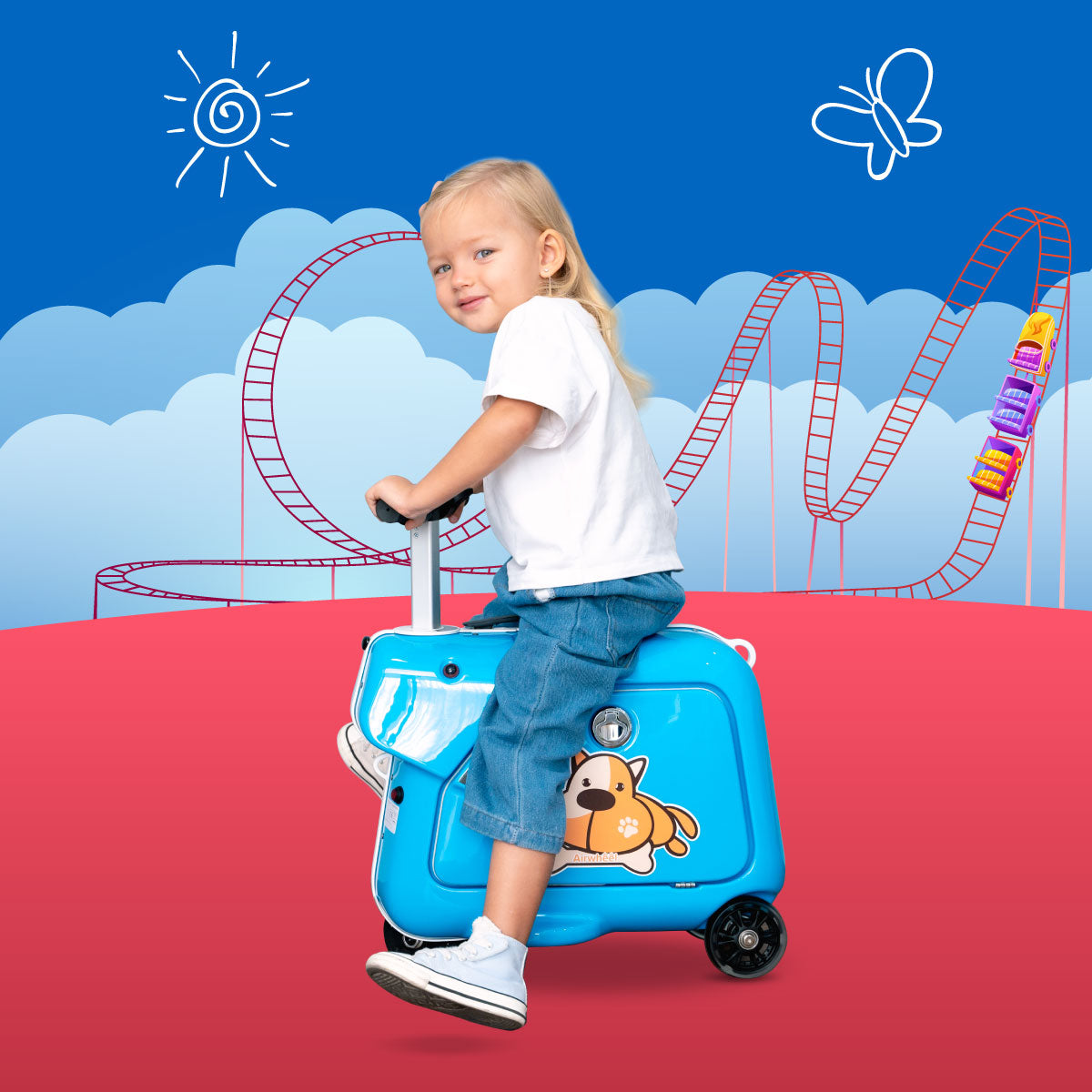 Airwheel SQ3 | Electric Rideable Smart Suitcase for Kids | 20-Inch with 15L Capacity