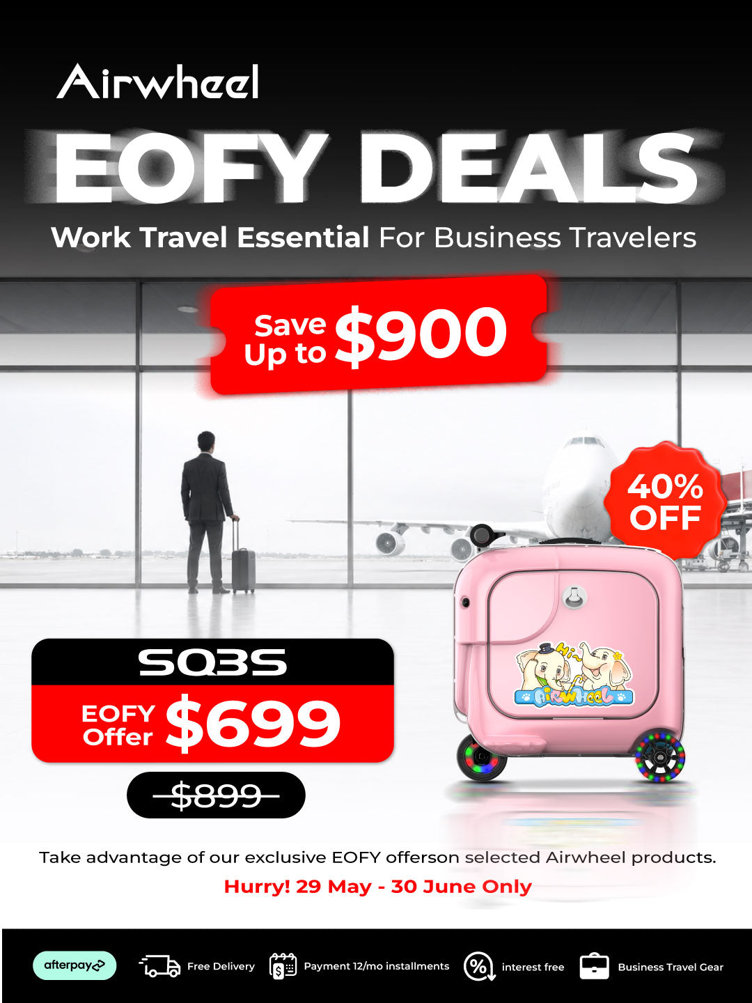 Airwheel SQ3S | Electric Rideable Smart Suitcase for Kids | 20-Inch with 20L Capacity
