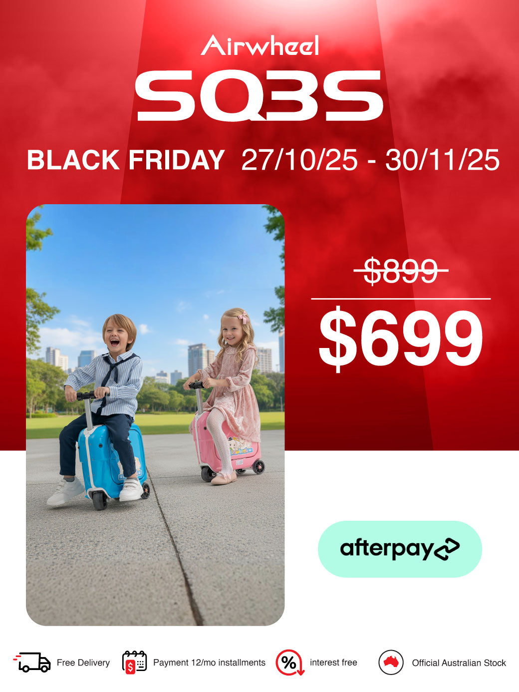 Airwheel SQ3S | Electric Rideable Smart Suitcase for Kids | 20-Inch with 15L Capacity