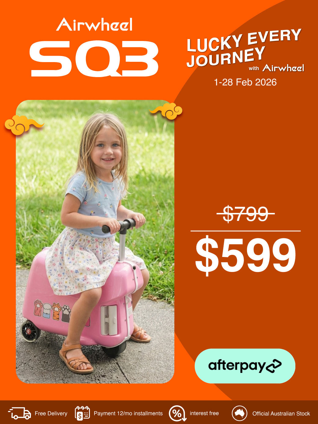 Airwheel SQ3 | Electric Rideable Smart Suitcase for Kids | 20-Inch with 15L Capacity
