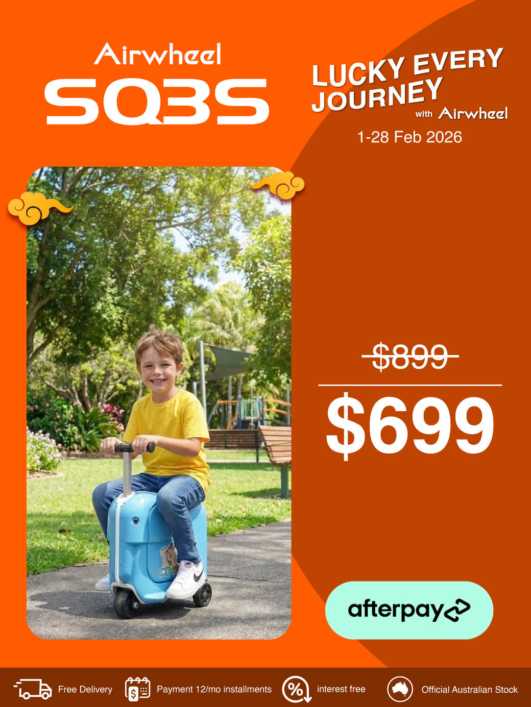 Airwheel SQ3S | Electric Rideable Smart Suitcase for Kids | 20-Inch with 20L Capacity