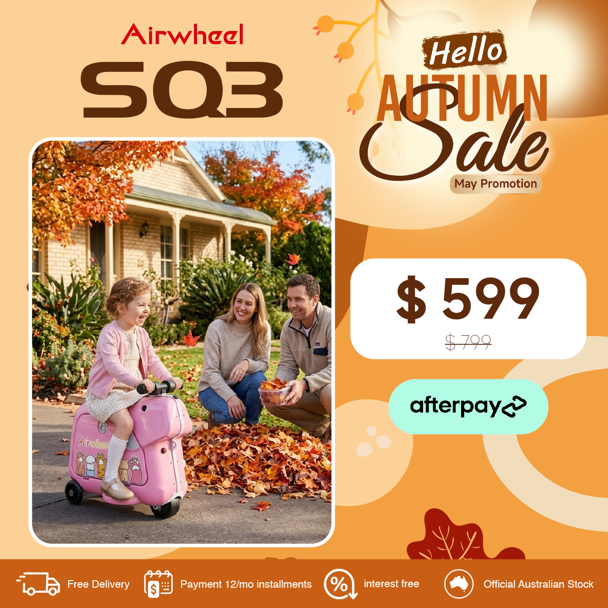 Airwheel SQ3 | Electric Rideable Smart Suitcase for Kids | 20-Inch with 15L Capacity